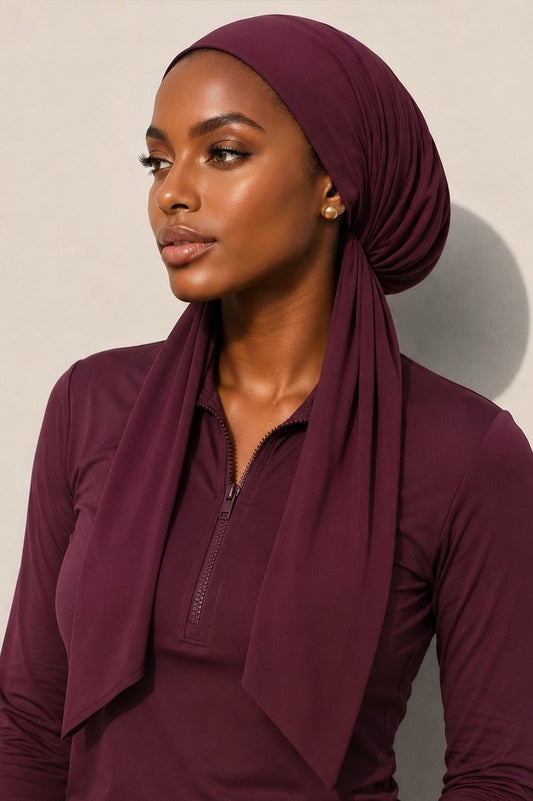 LUXURY SWIM TURBAN- BURGUNDY