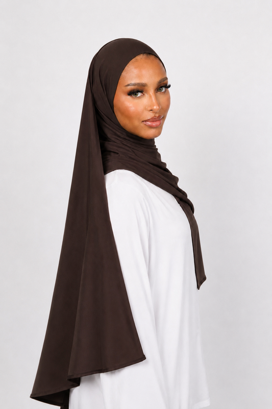 Jersey liquid Scarf - BROWN