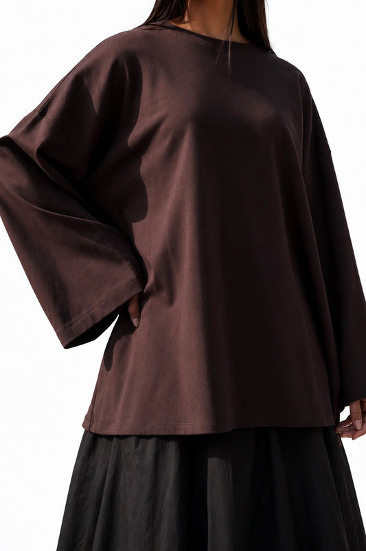 LONG TEE SHIRT - BROWN