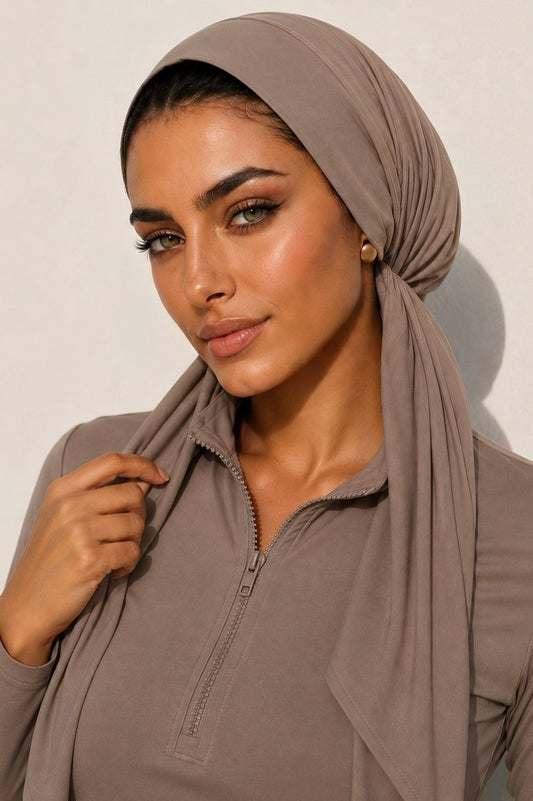 LUXURY SWIM TURBAN - TAUPE