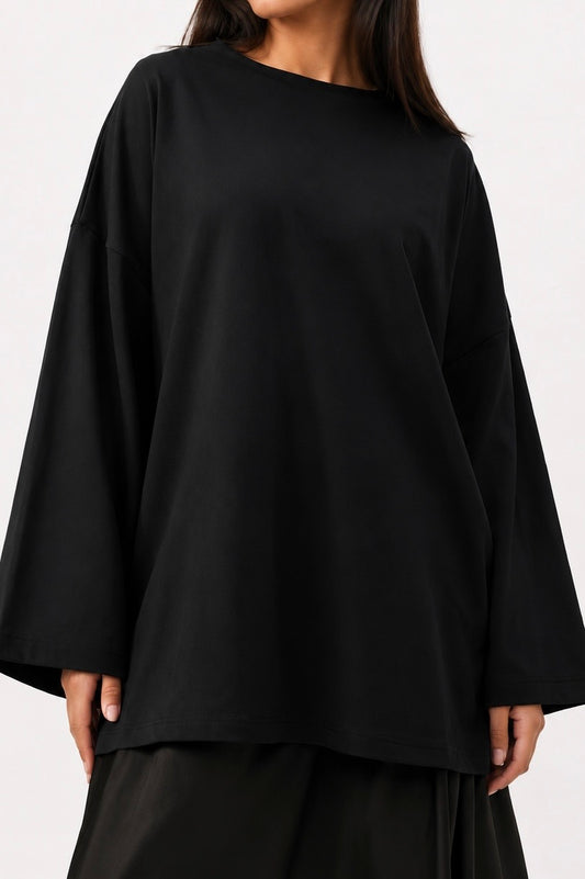 LONG TEE SHIRT - BLACK