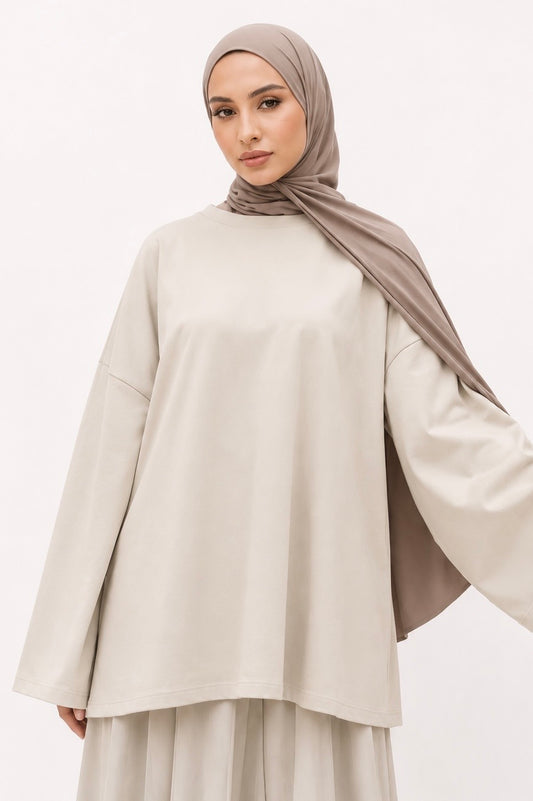 LONG TEE SHIRT- BEIGE