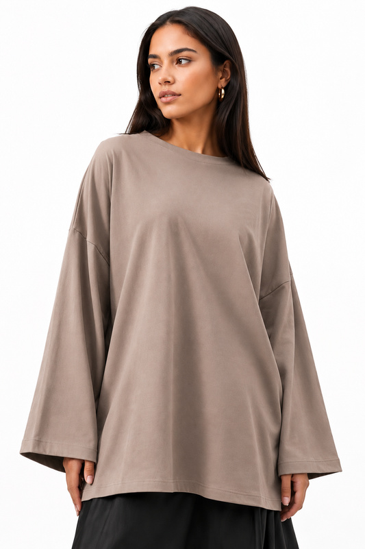LONG TEE SHIRT - TAUPE